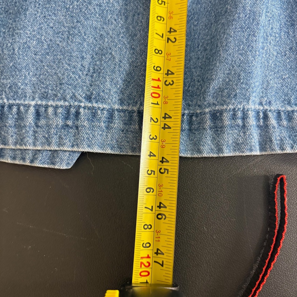 Y2K CB Casual Denim Midi Dress Size PL Orange Lemonade Citrus Embroidered Modest - Picture 9 of 11